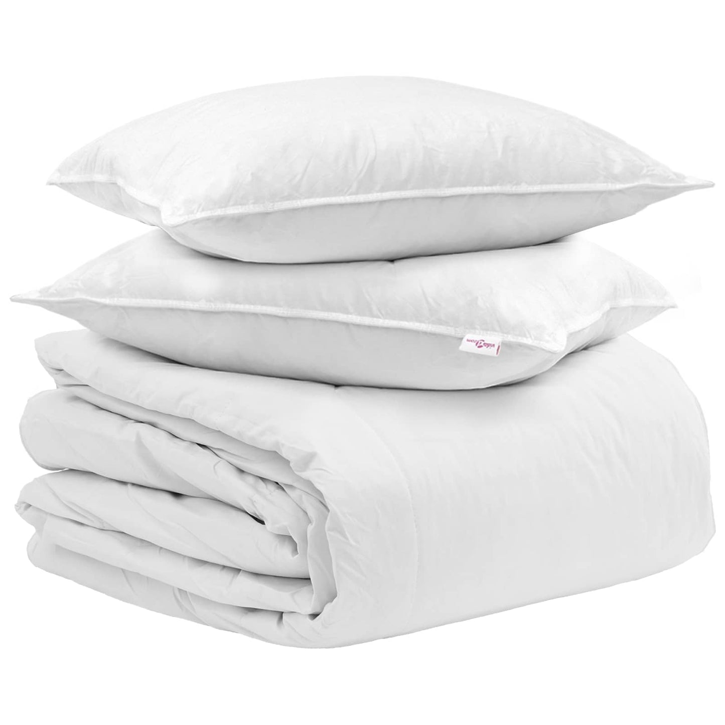 Vidaxl parure de couette avec oreiller 3 pcs plumes blanches
