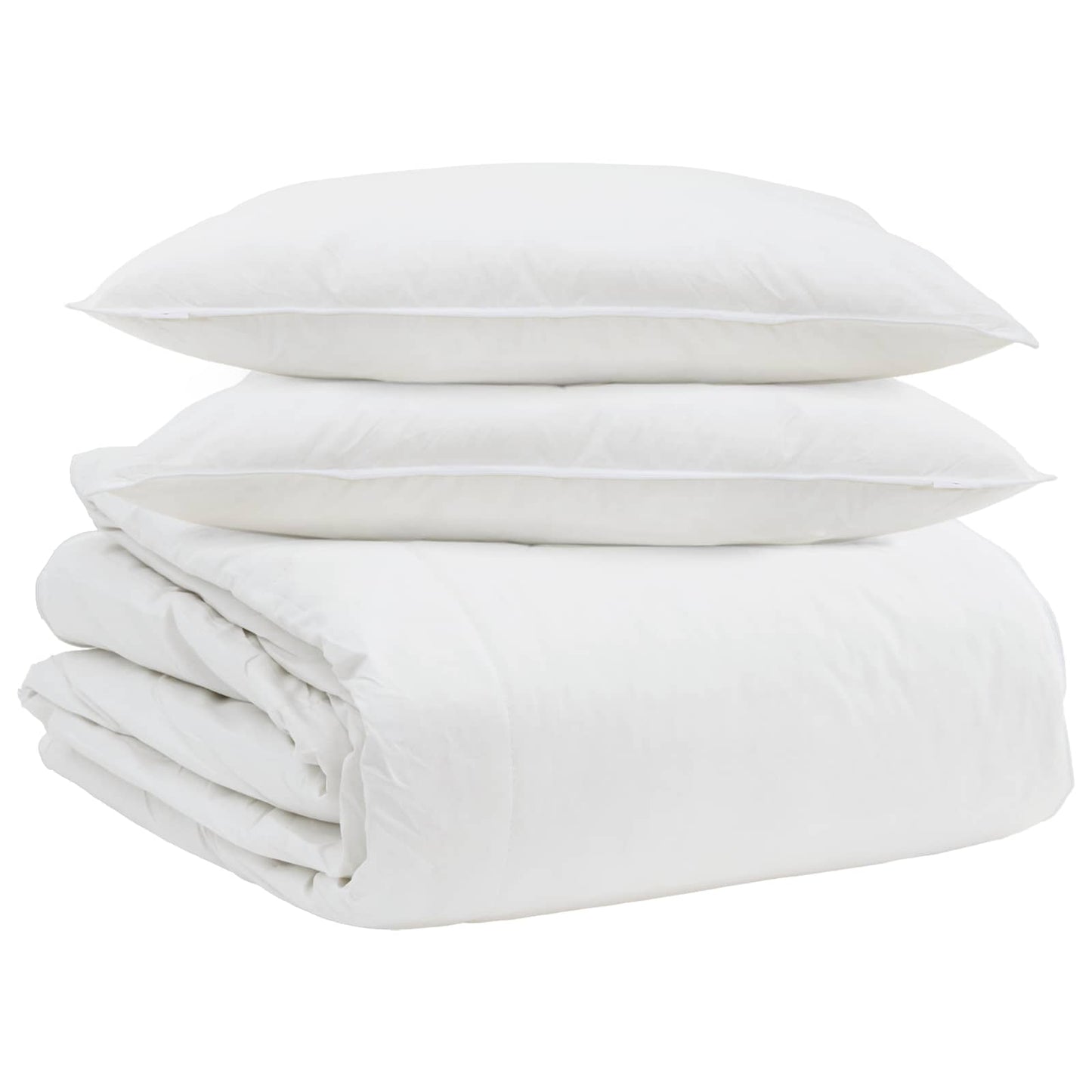 Vidaxl parure de couette avec oreiller 3 pcs plumes blanches