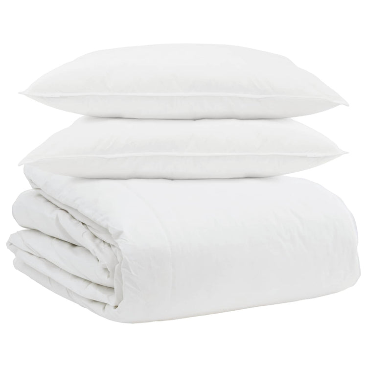 Vidaxl parure de couette avec oreiller 3 pcs plumes blanches