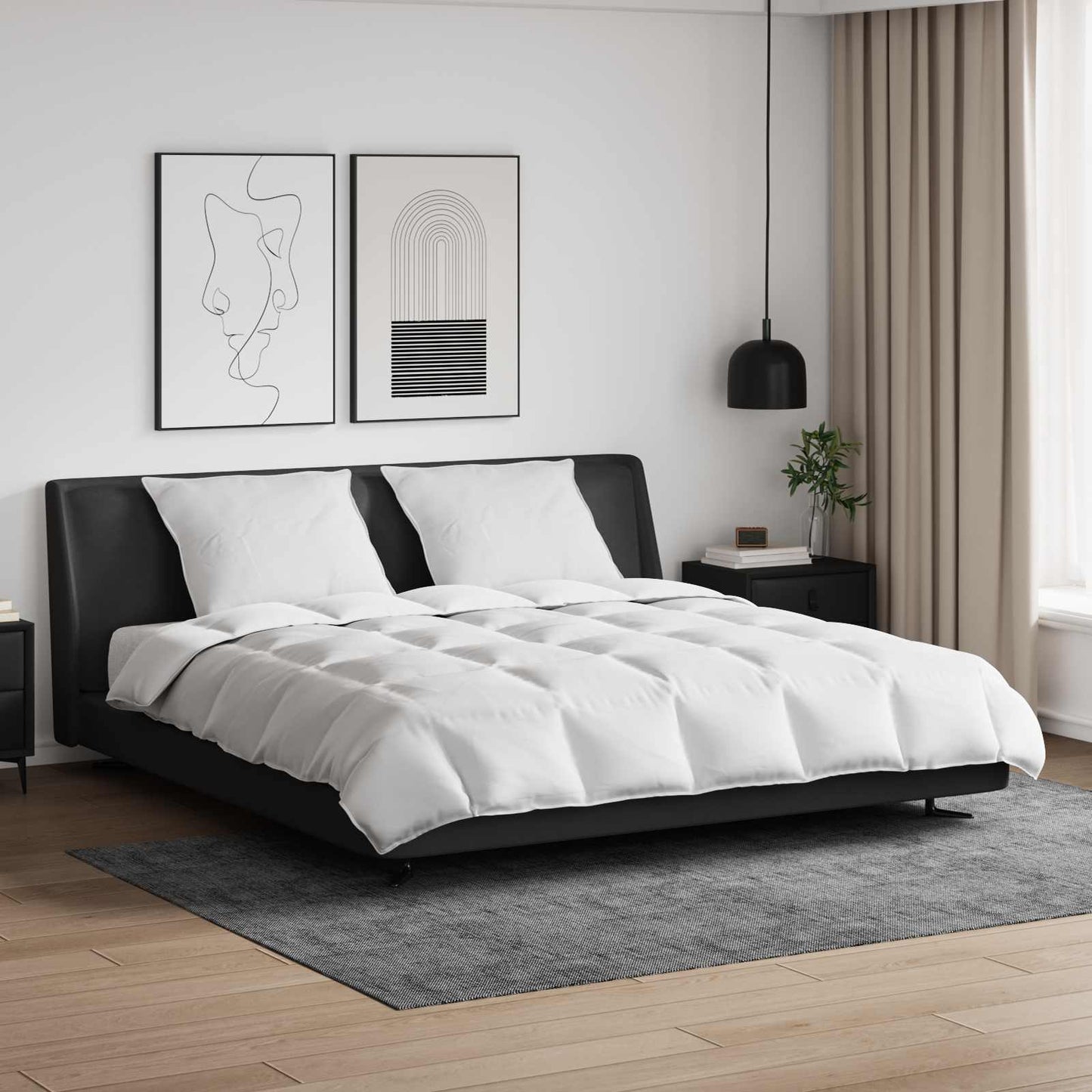 Vidaxl parure de couette avec oreiller 3 pcs plumes blanches