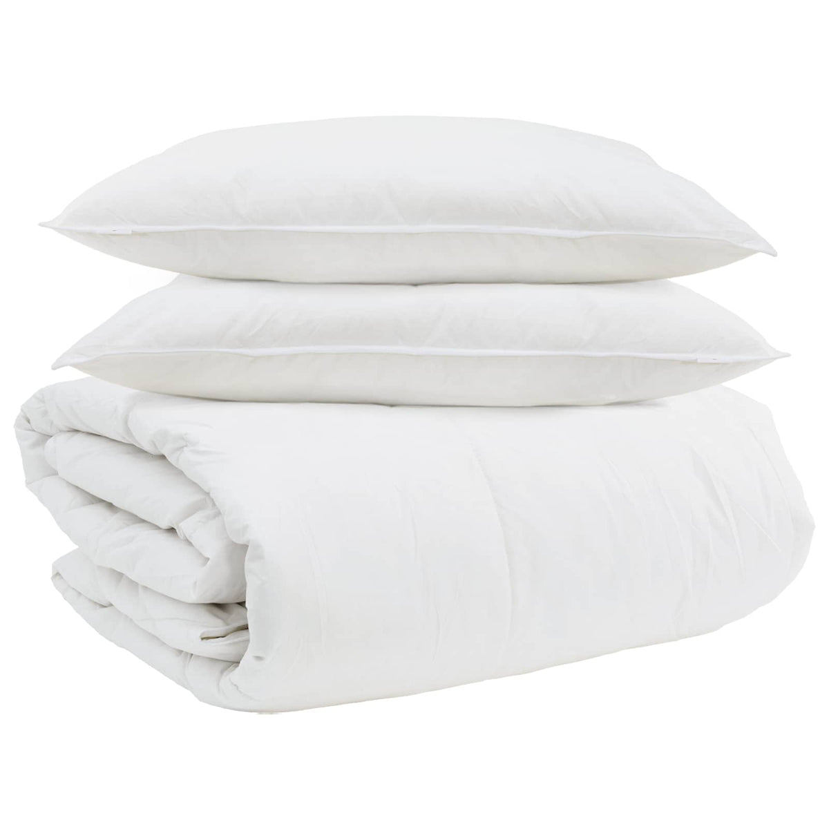 Vidaxl parure de couette avec oreiller 3 pcs plumes blanches