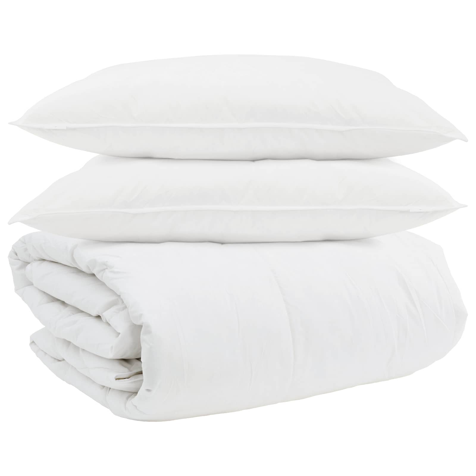 Vidaxl parure de couette avec oreiller 3 pcs plumes blanches