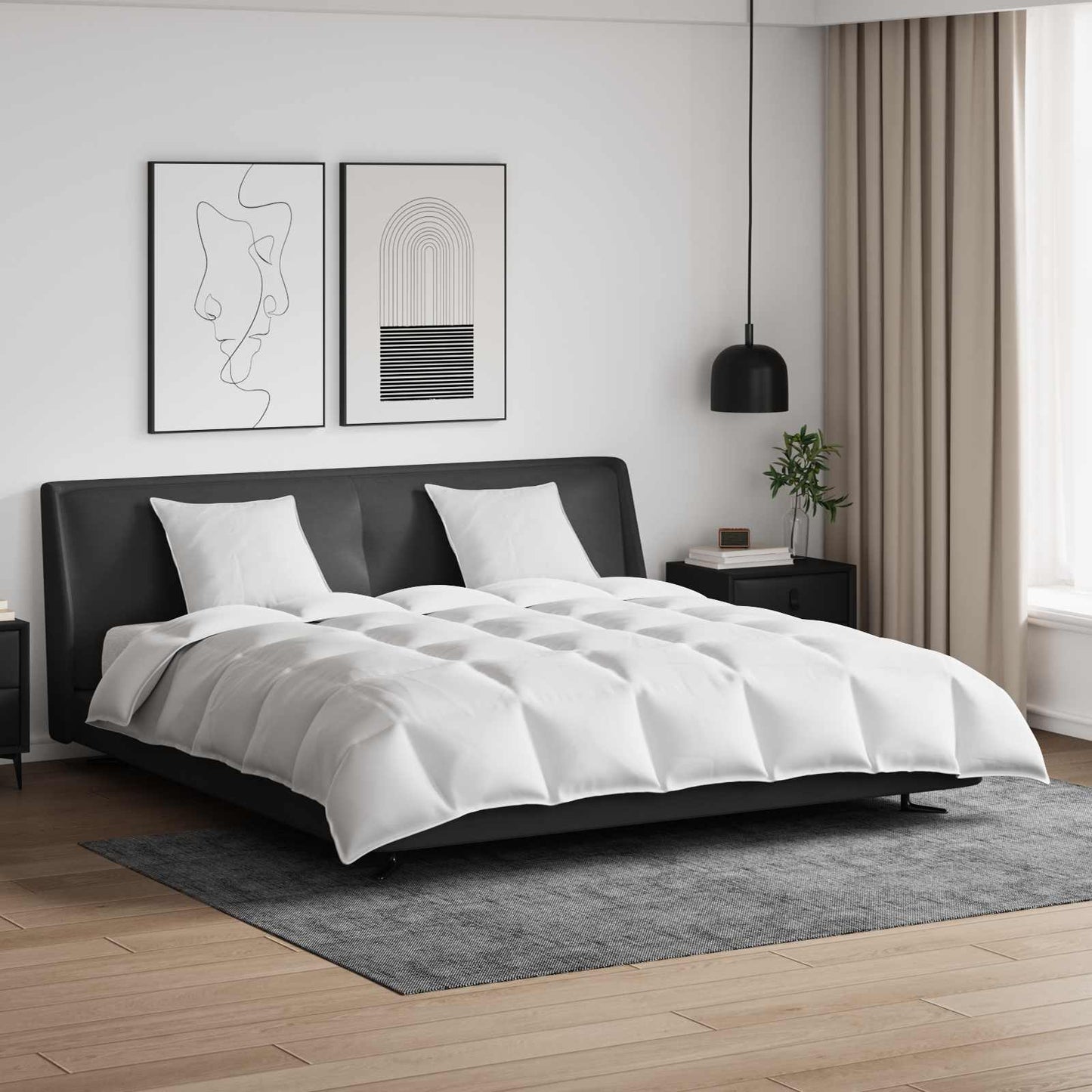 Vidaxl parure de couette avec oreiller 3 pcs plumes blanches