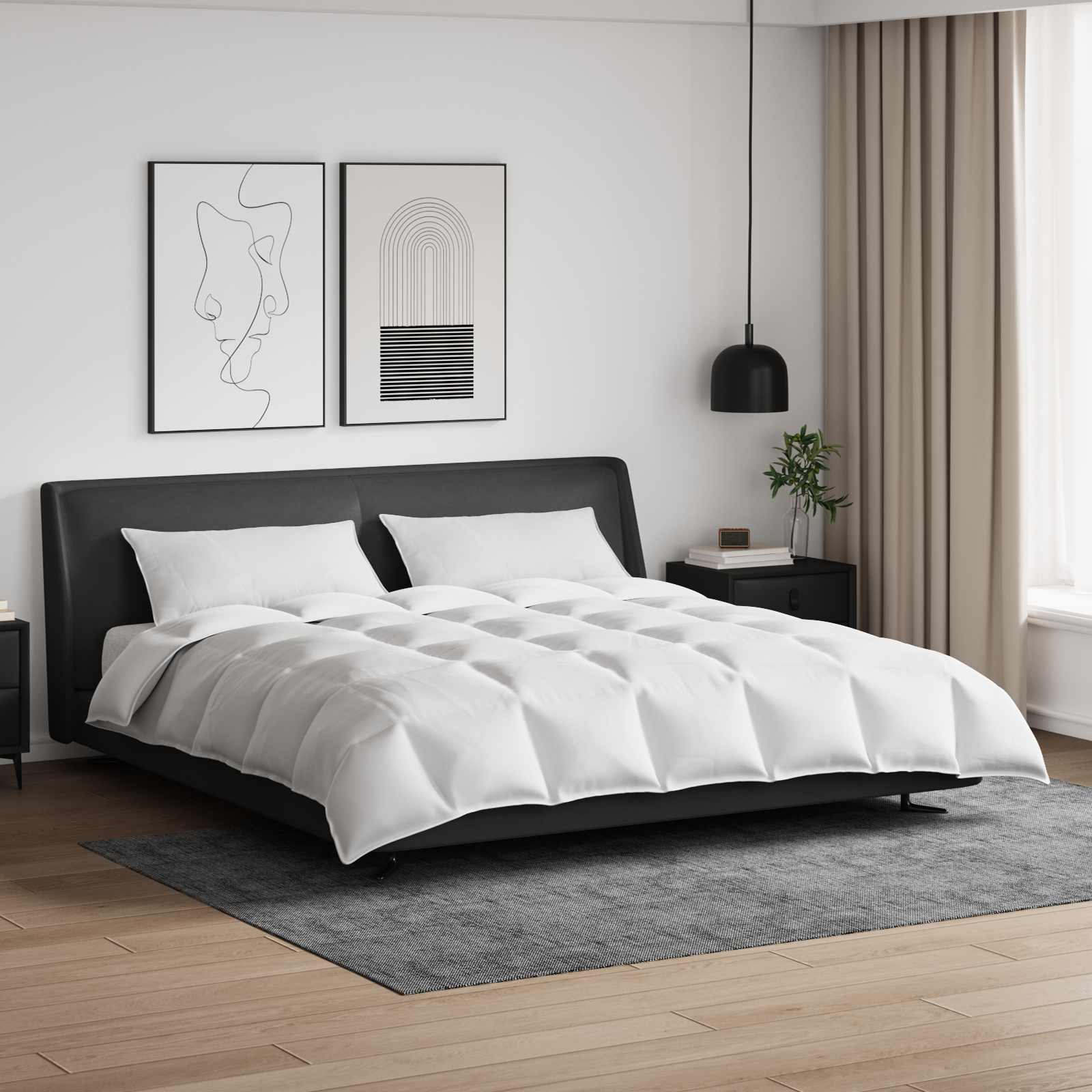 Vidaxl parure de couette avec oreiller 3 pcs plumes blanches