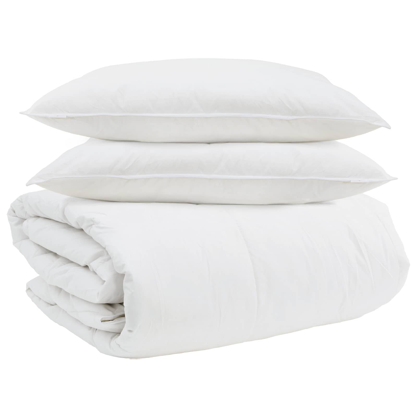 Vidaxl parure de couette avec oreiller 3 pcs plumes blanches