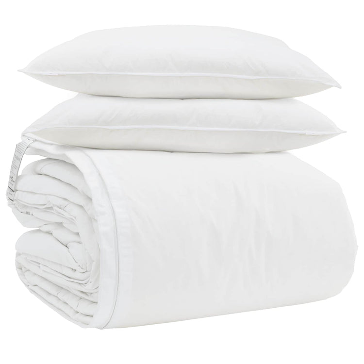 Vidaxl parure de couette avec oreiller 3 pcs plumes blanches