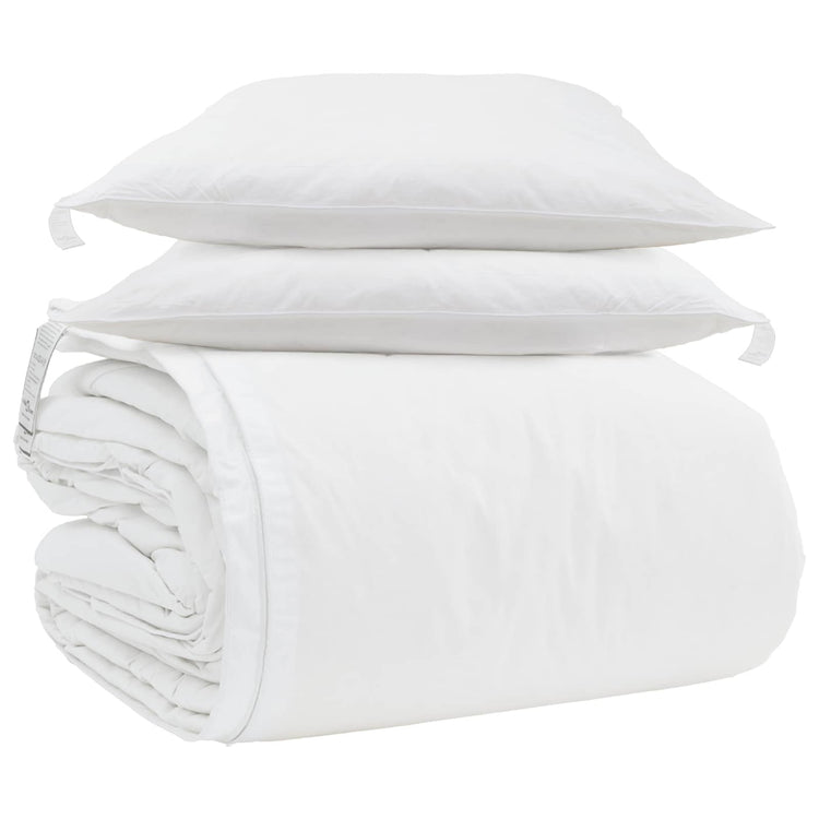 Vidaxl parure de couette avec oreiller 3 pcs plumes blanches