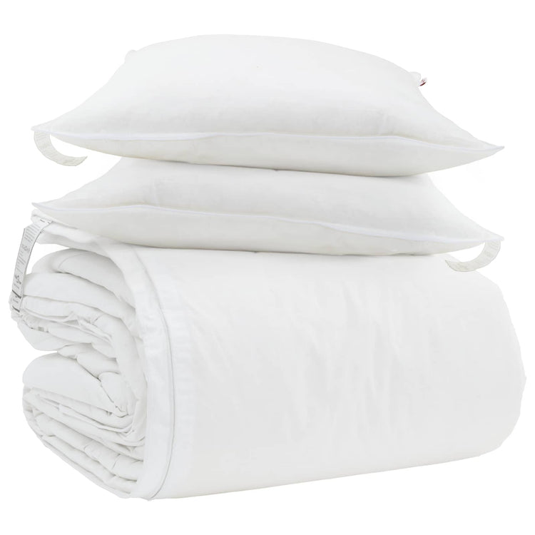 Vidaxl parure de couette avec oreiller 3 pcs plumes blanches