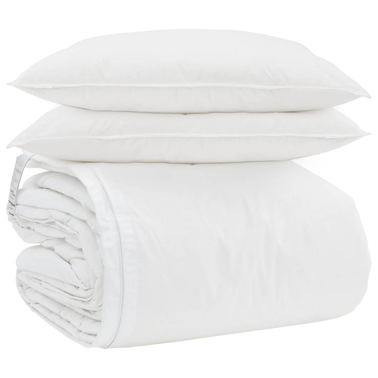 Vidaxl parure de couette avec oreiller 3 pcs plumes blanches