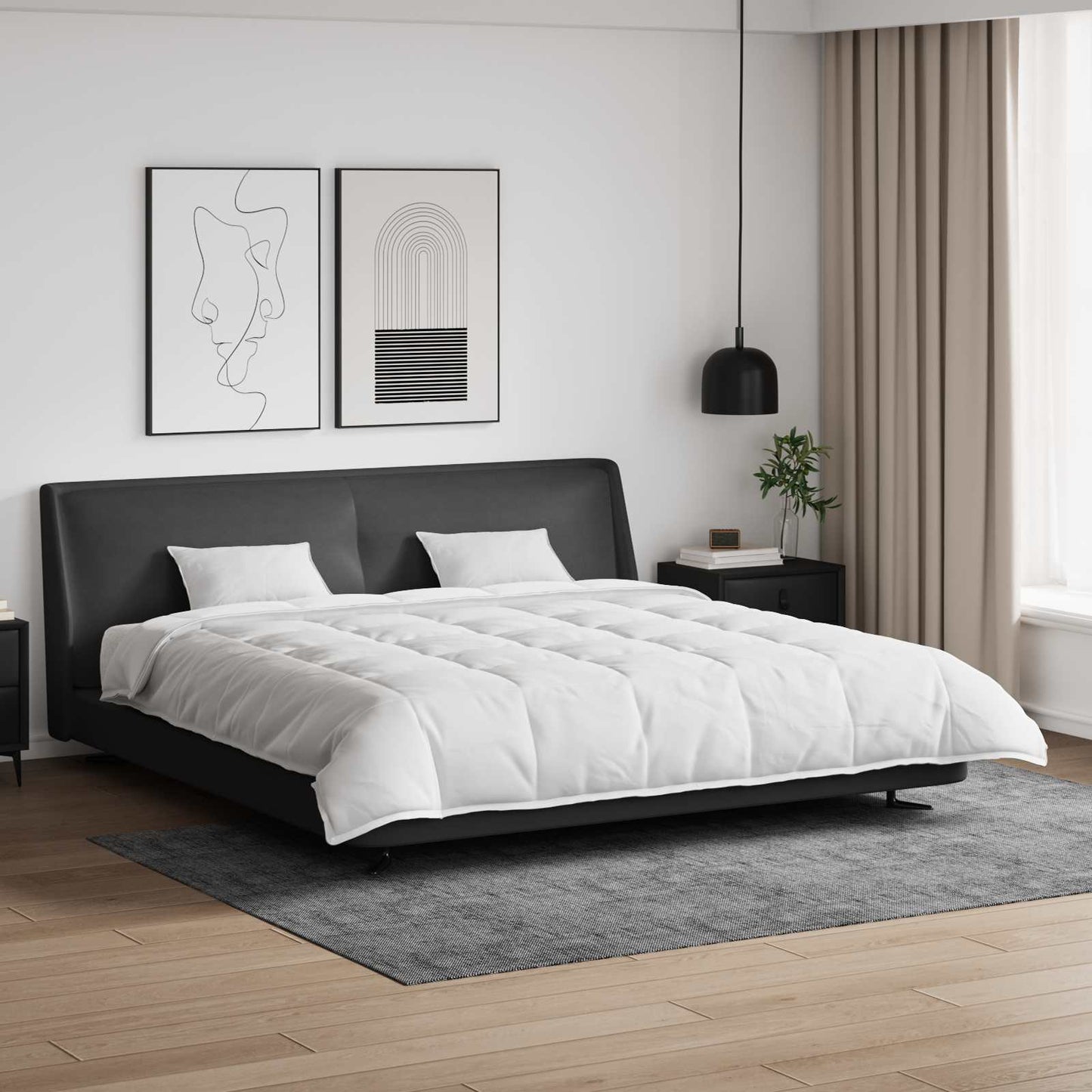 Vidaxl parure de couette avec oreiller 3 pcs plumes blanches