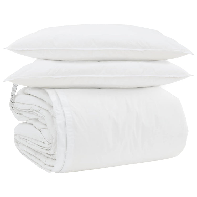 Vidaxl parure de couette avec oreiller 3 pcs plumes blanches
