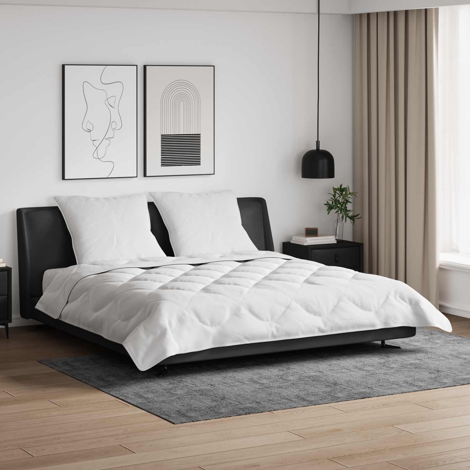 Vidaxl couette d'été avec oreiller 3 pcs microfibre blanche