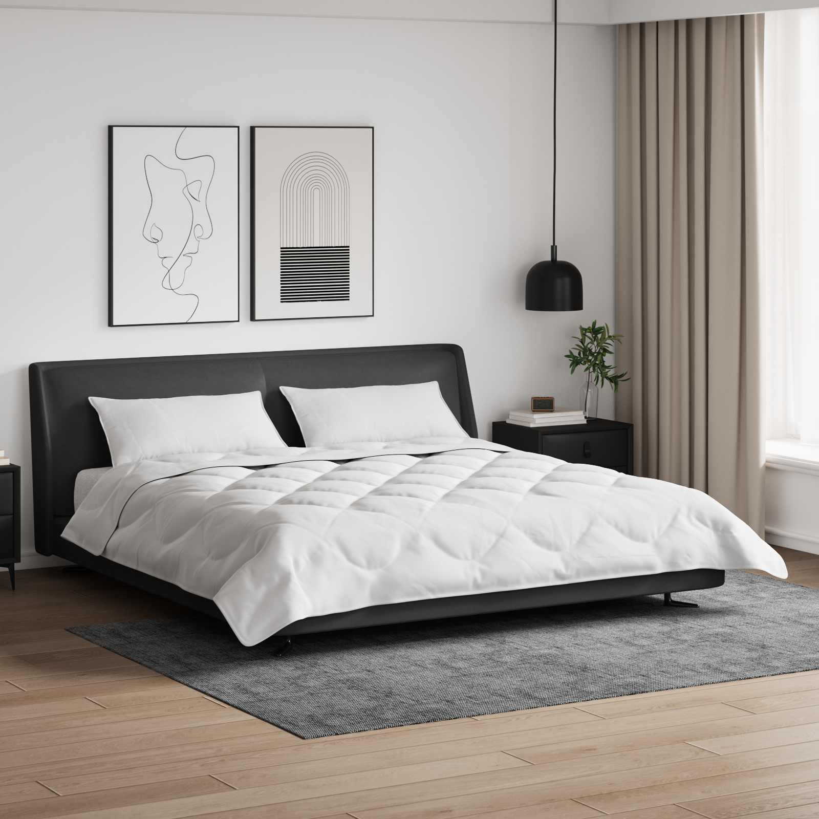 Vidaxl couette avec oreiller 3 pcs microfibre blanche