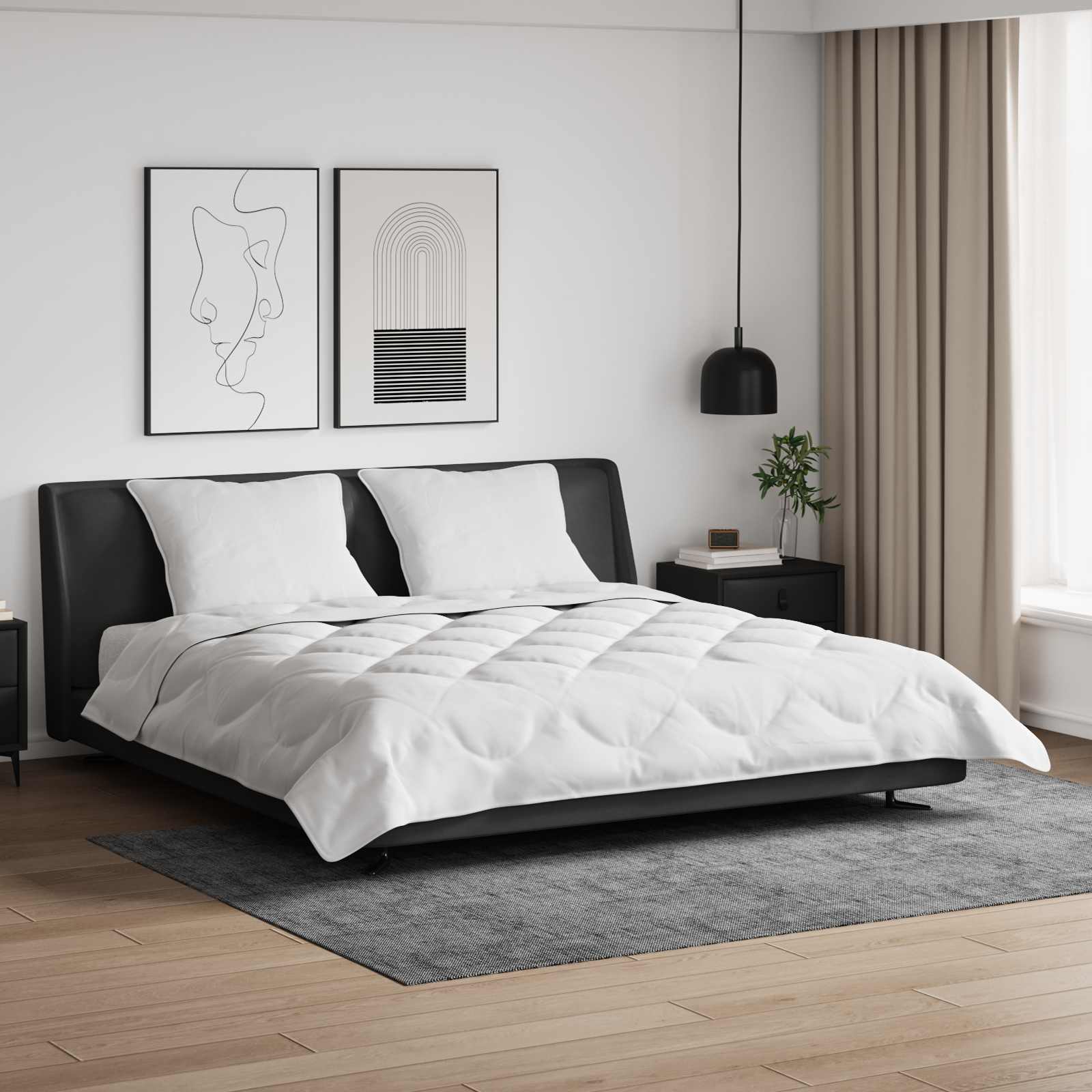 Vidaxl couette avec oreiller 3 pcs microfibre blanche