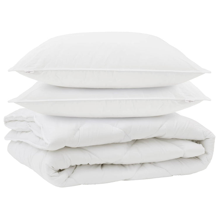 VidaXL couette toutes saisons avec oreiller 3 pcs microfibre blanche