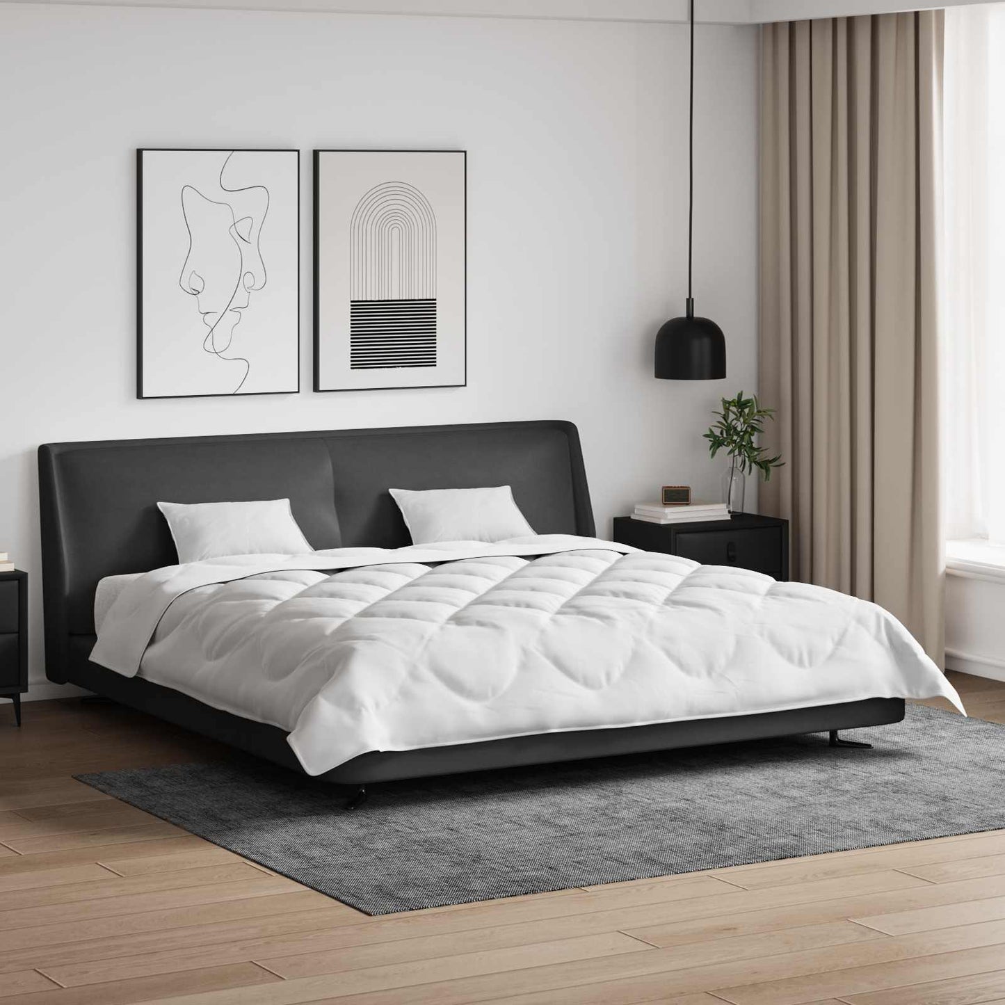VidaXL couette toutes saisons avec oreiller 3 pcs microfibre blanche