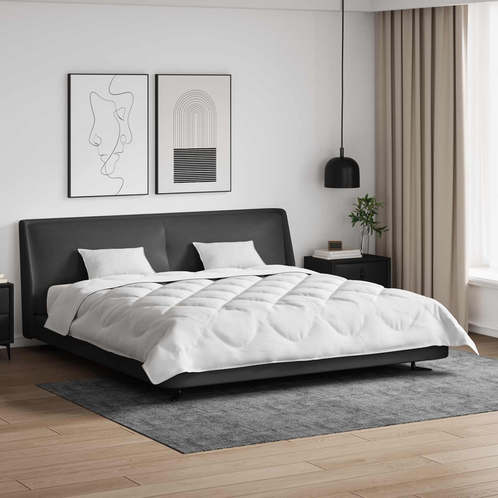 VidaXL couette toutes saisons avec oreiller 3 pcs microfibre blanche