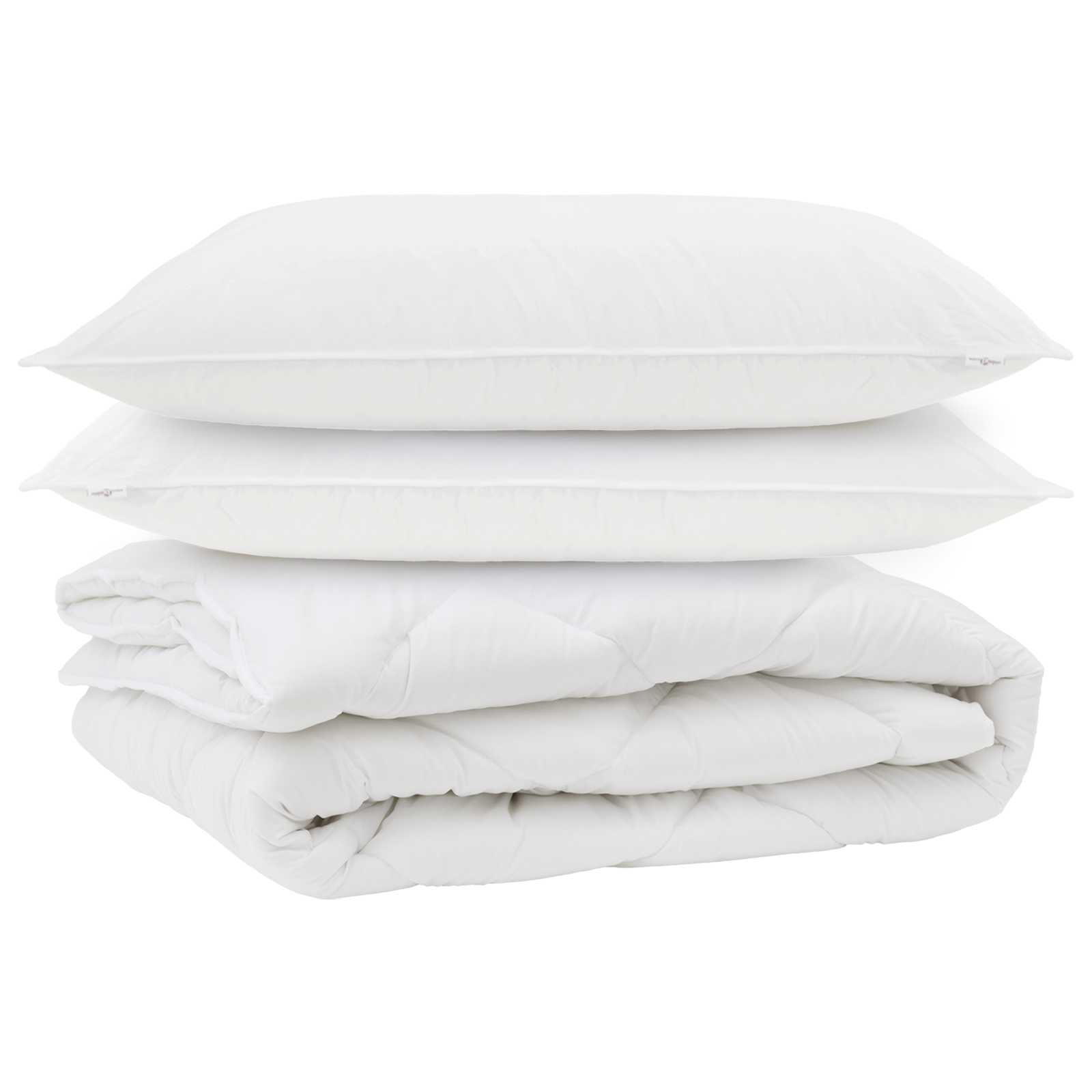 VidaXL couette toutes saisons avec oreiller 3 pcs microfibre blanche