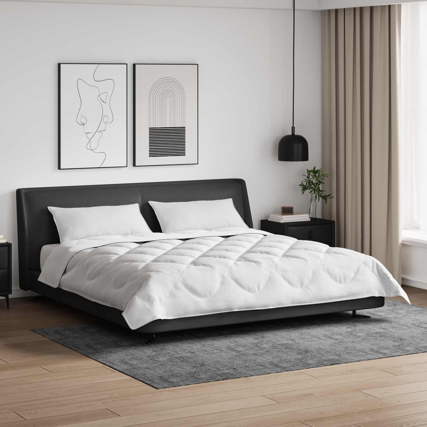 VidaXL couette toutes saisons avec oreiller 3 pcs microfibre blanche