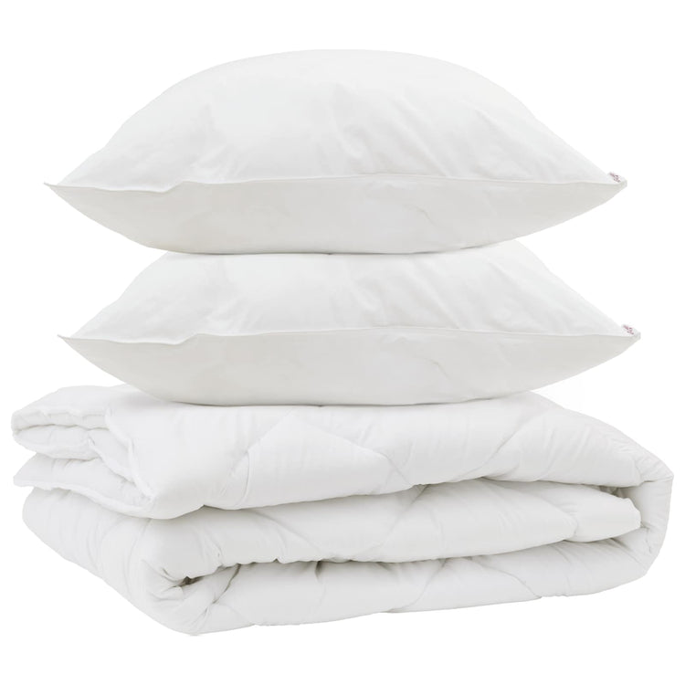 VidaXL couette toutes saisons avec oreiller 3 pcs microfibre blanche
