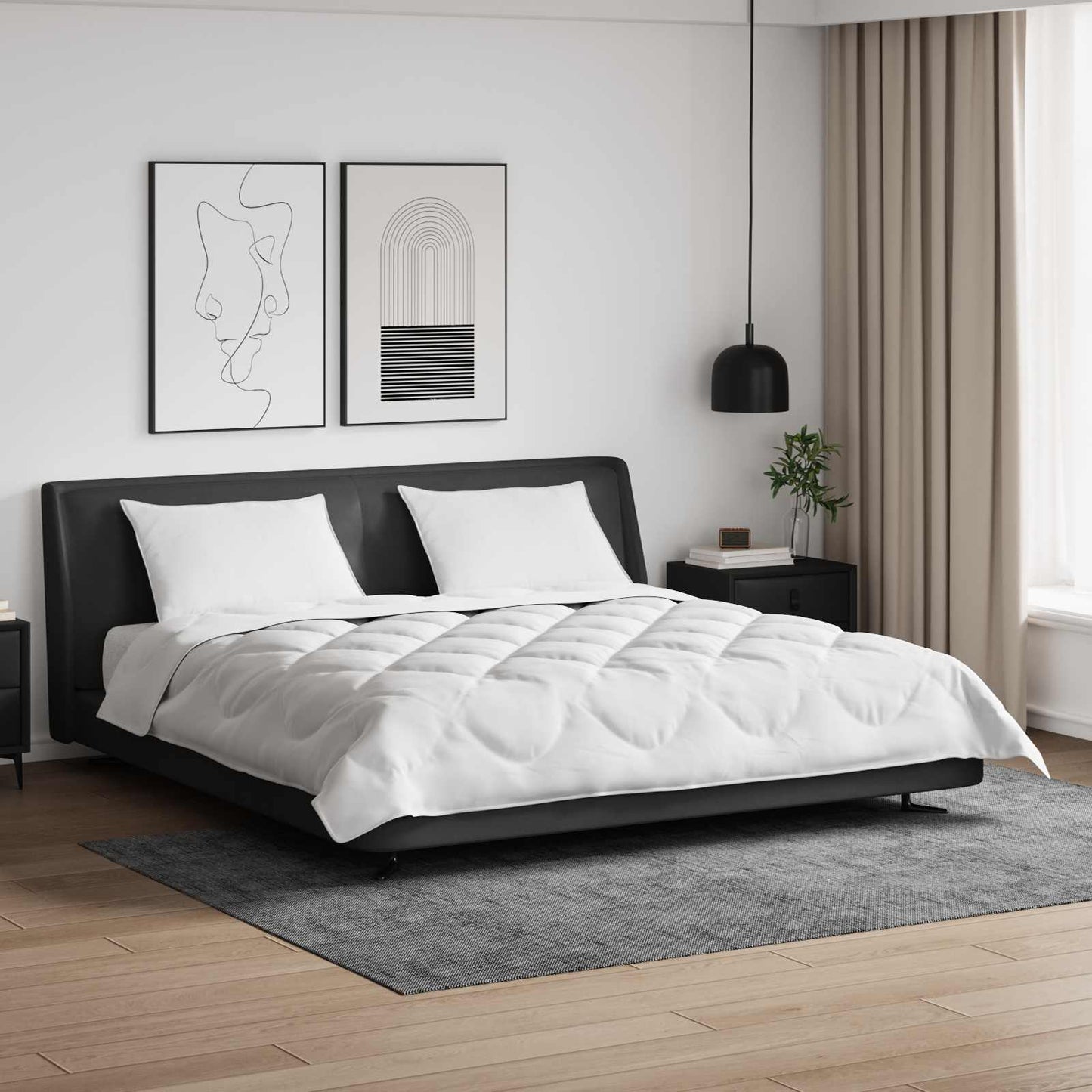 VidaXL couette toutes saisons avec oreiller 3 pcs microfibre blanche