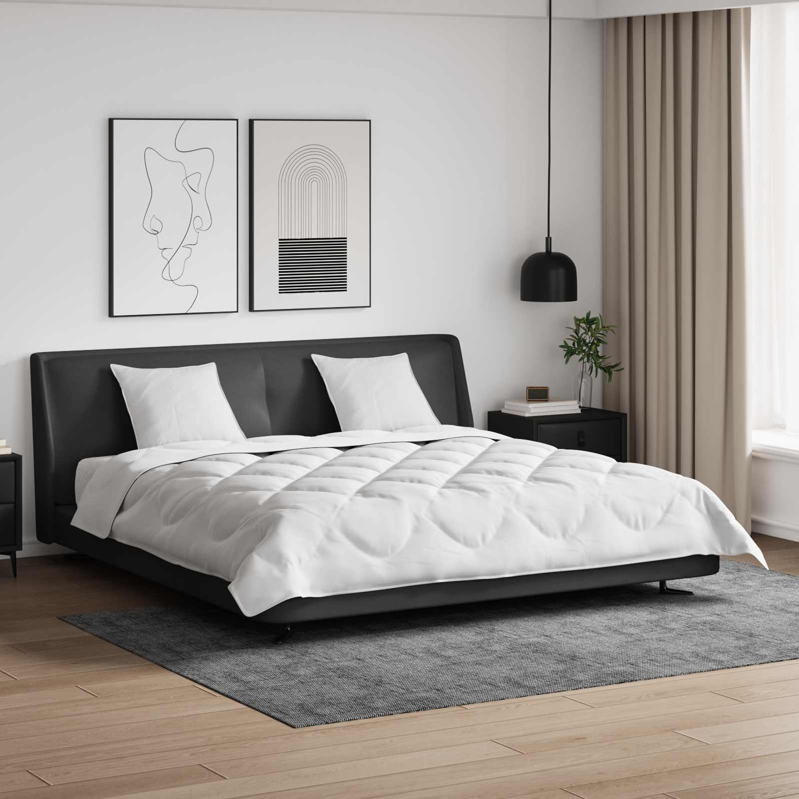 VidaXL couette toutes saisons avec oreiller 3 pcs microfibre blanche