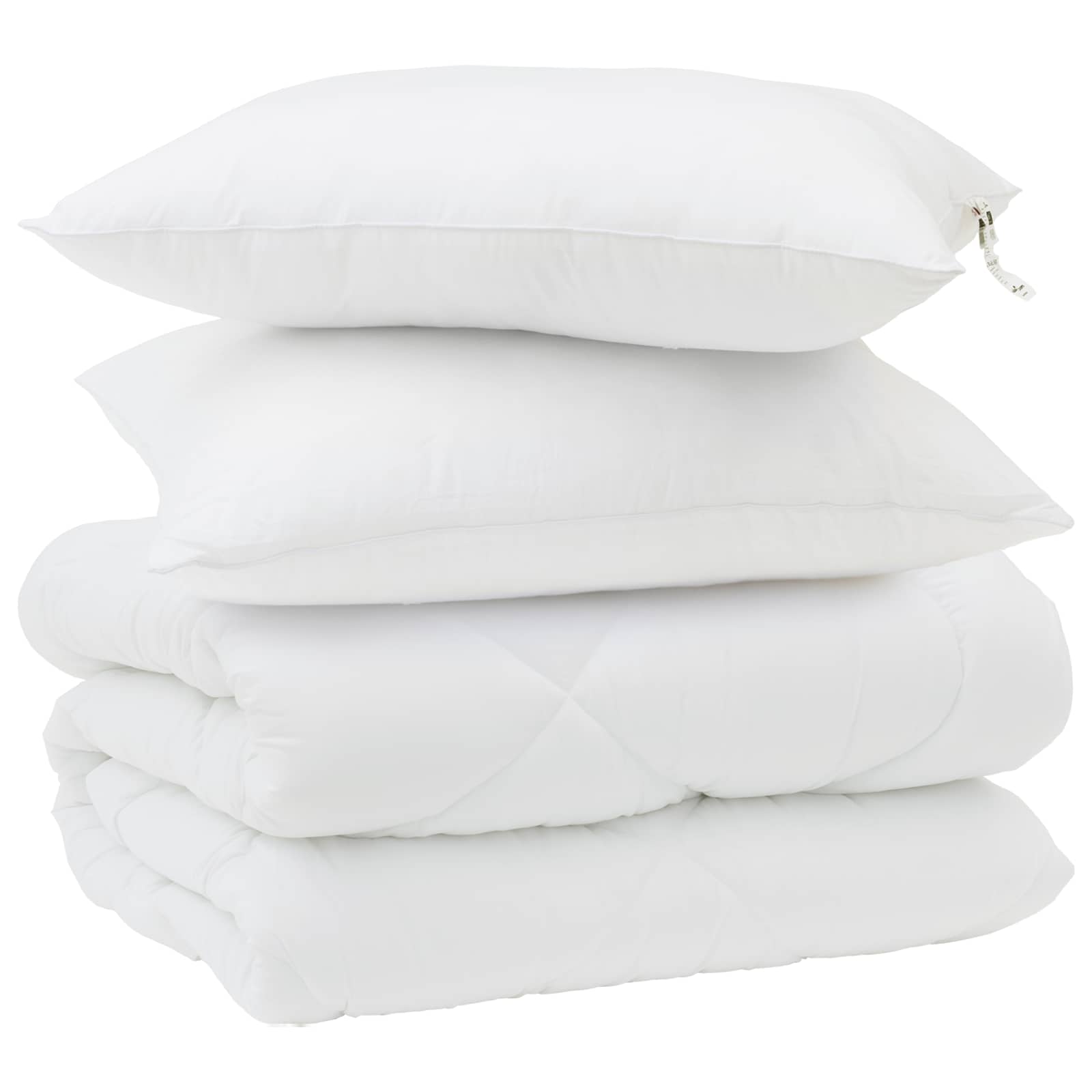 Vidaxl couette d'hiver avec oreiller 3 pcs microfibre blanche