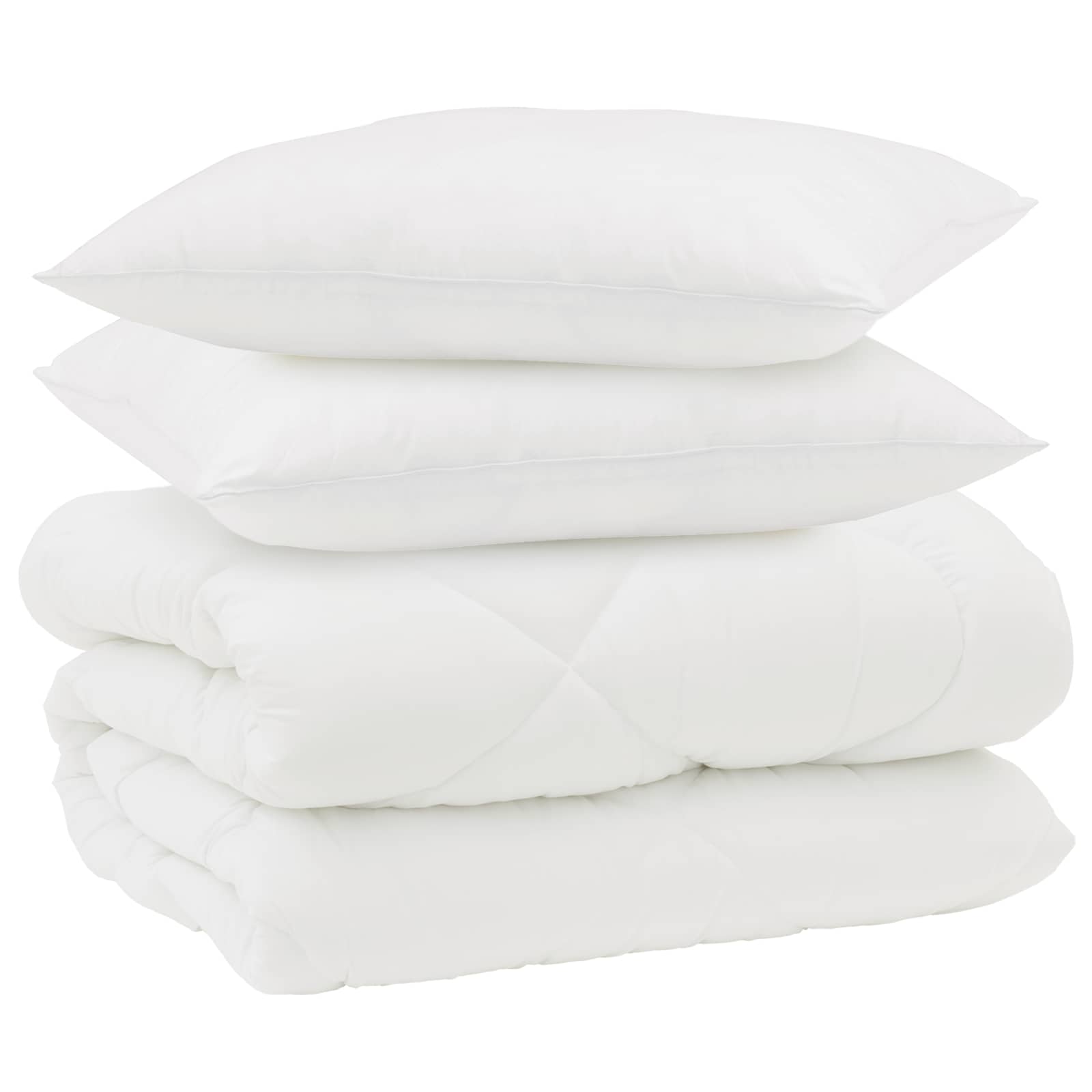 Vidaxl couette d'hiver avec oreiller 3 pcs microfibre blanche