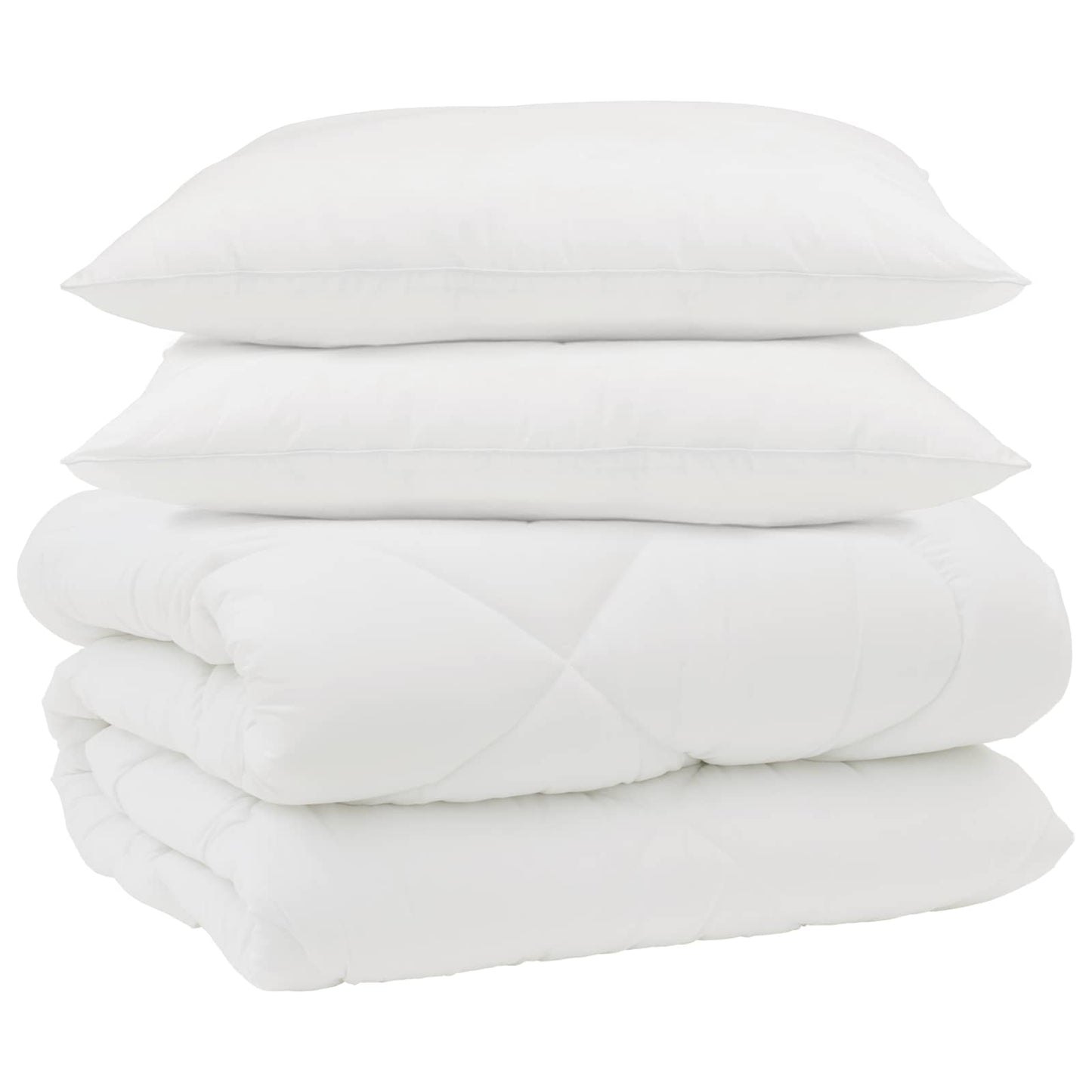 Vidaxl couette d'hiver avec oreiller 3 pcs microfibre blanche