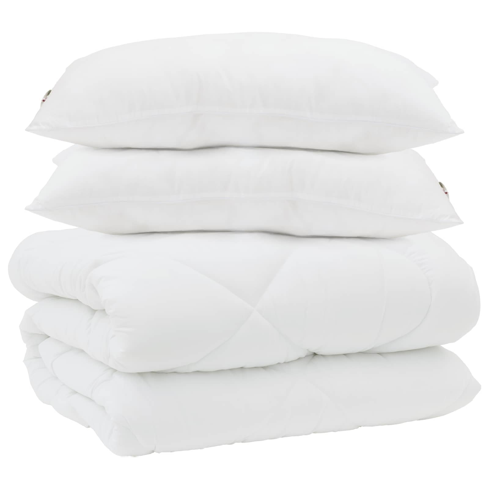 Vidaxl couette d'hiver avec oreiller 3 pcs microfibre blanche