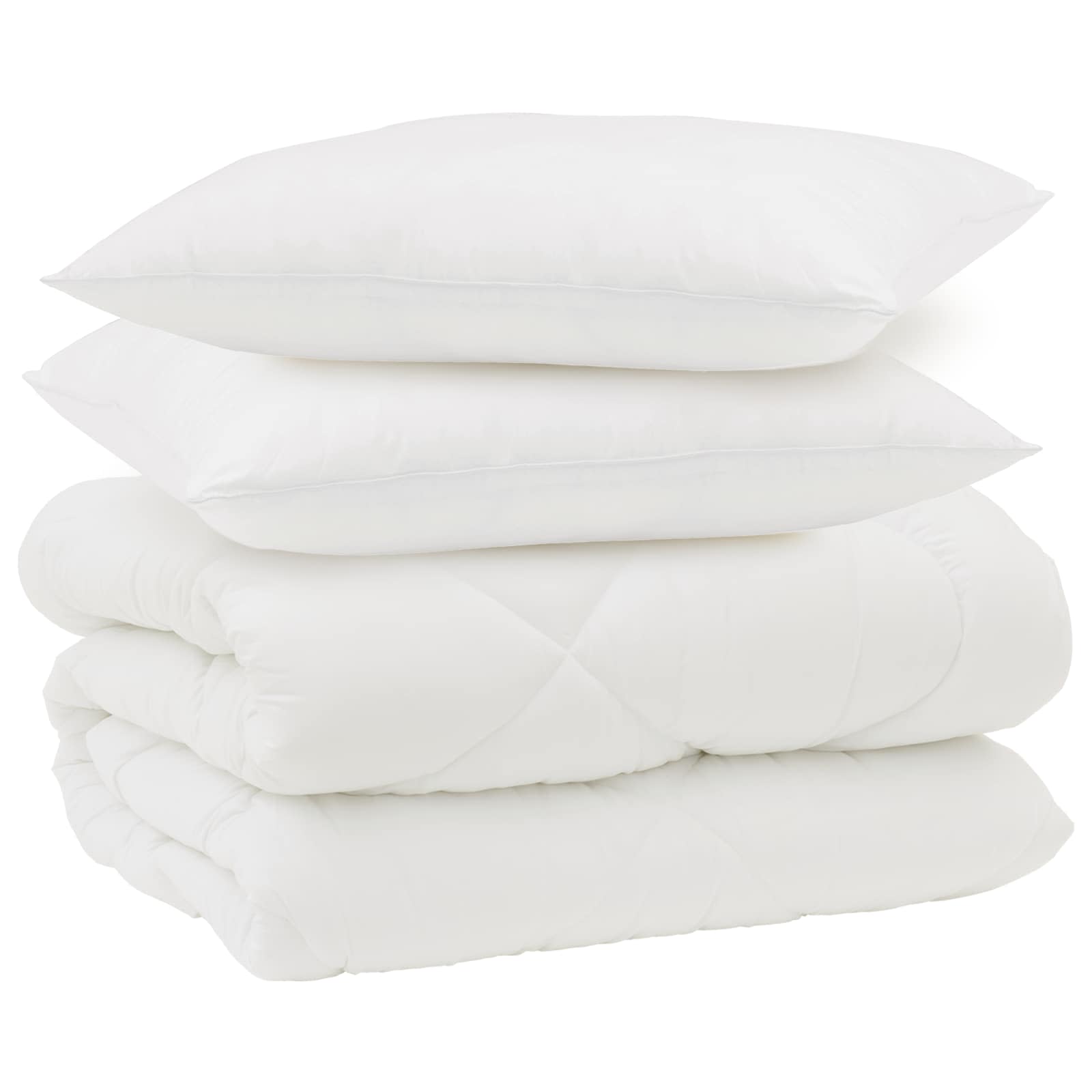 Vidaxl couette d'hiver avec oreiller 3 pcs microfibre blanche