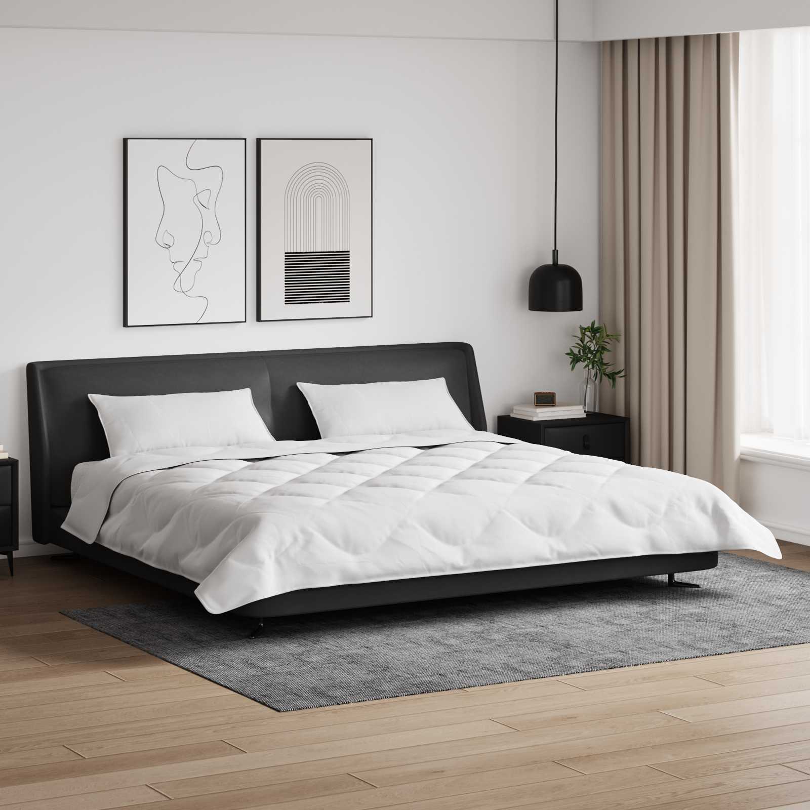 Vidaxl couette d'hiver avec oreiller 3 pcs microfibre blanche