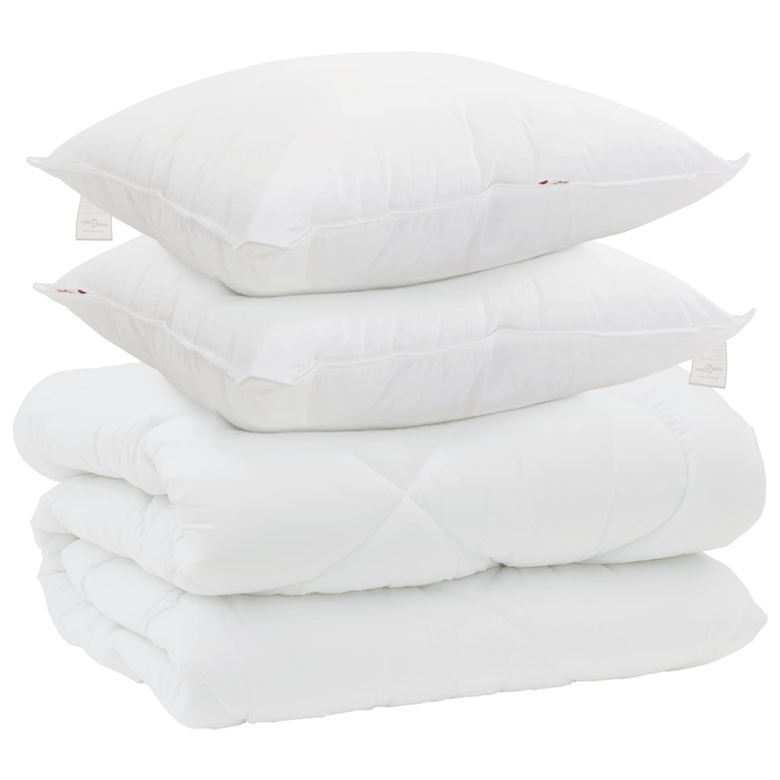 Vidaxl couette d'hiver avec oreiller 3 pcs microfibre blanche