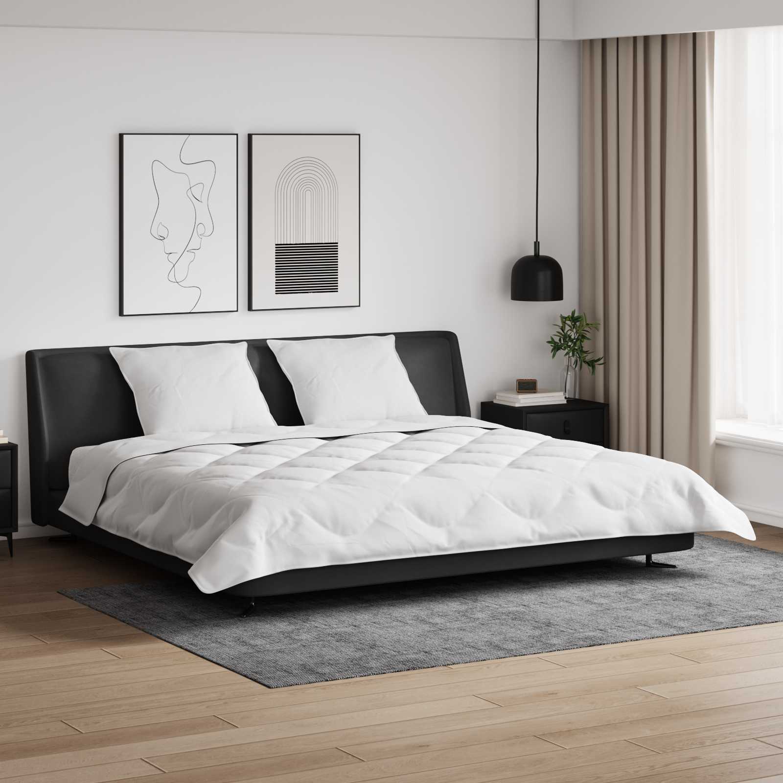 Vidaxl couette d'hiver avec oreiller 3 pcs microfibre blanche