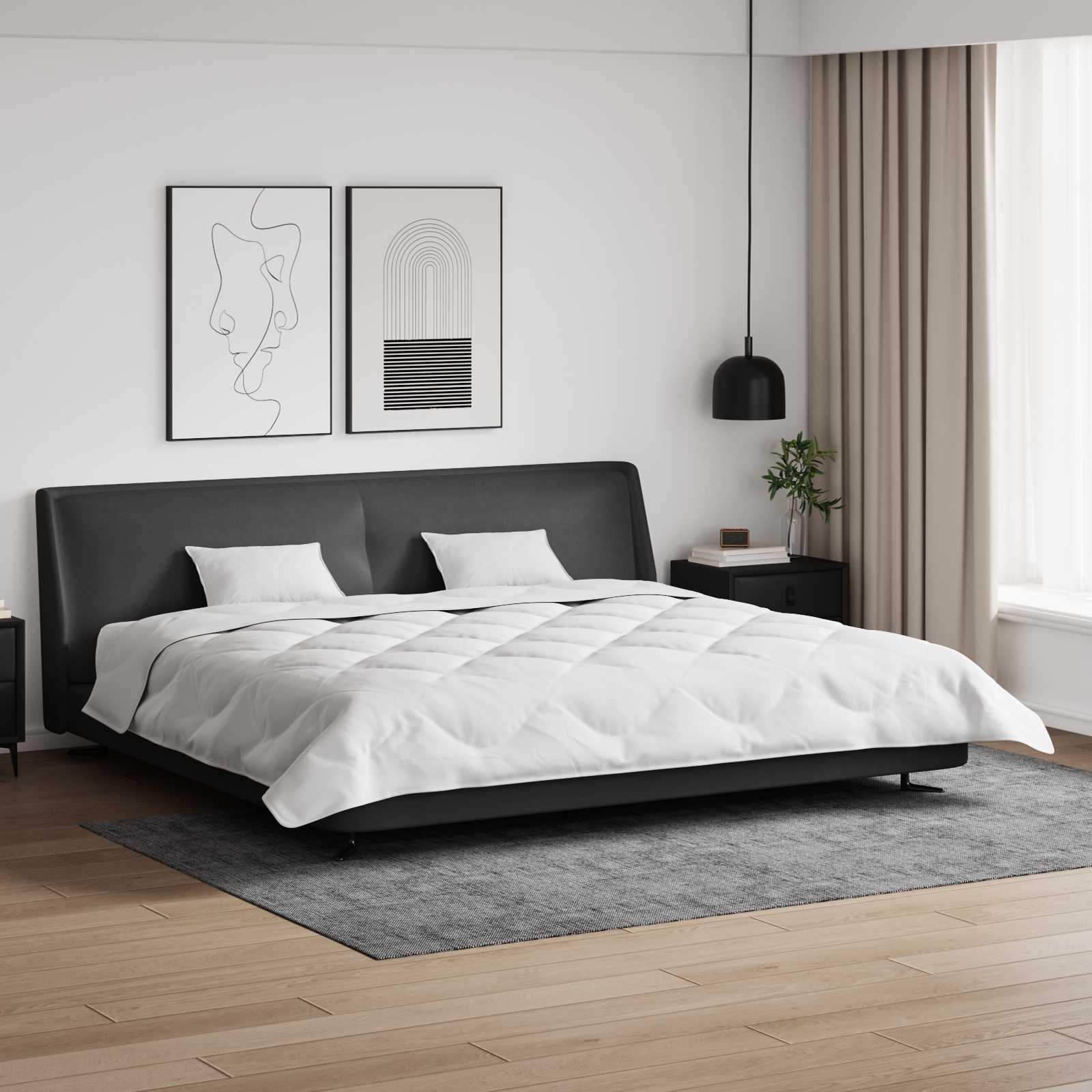 Vidaxl couette d'hiver avec oreiller 3 pcs microfibre blanche