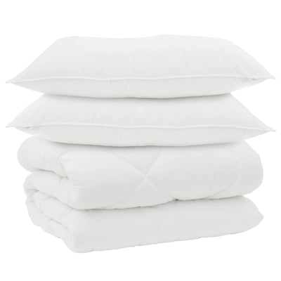 Vidaxl couette d'hiver avec oreiller 3 pcs microfibre blanche