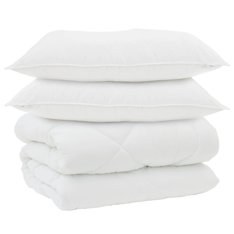Vidaxl couette d'hiver avec oreiller 3 pcs microfibre blanche