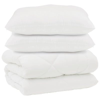 Vidaxl couette avec oreillers 3 pcs microfibre blanche et duvet plume