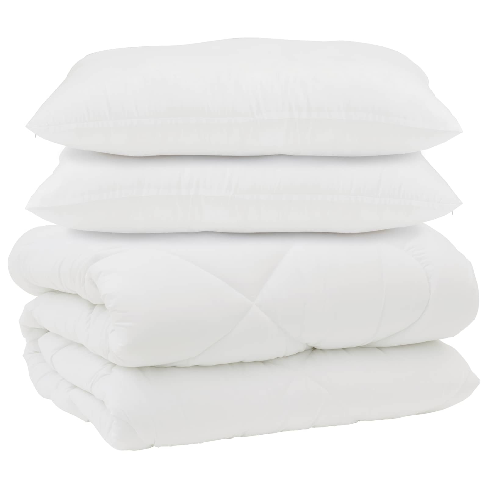 Vidaxl couette avec oreillers 3 pcs microfibre blanche et duvet plume