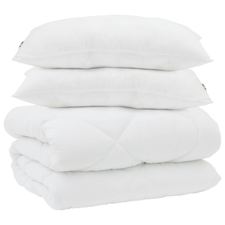 Vidaxl couette avec oreillers 3 pcs microfibre blanche et duvet plume