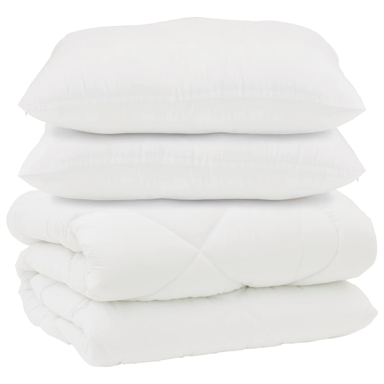 Vidaxl couette avec oreillers 3 pcs microfibre blanche et duvet plume