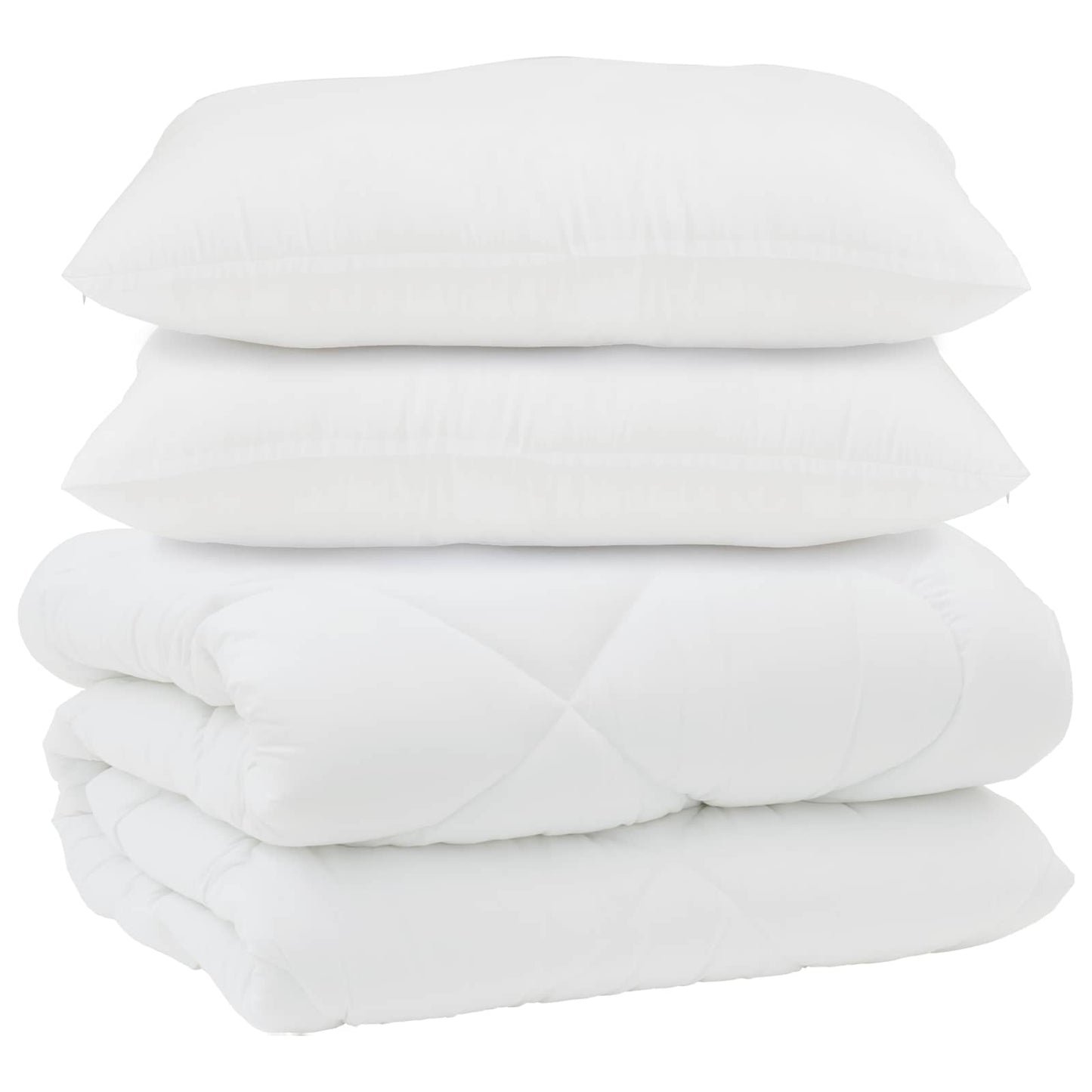 Vidaxl couette avec oreillers 3 pcs microfibre blanche et duvet plume