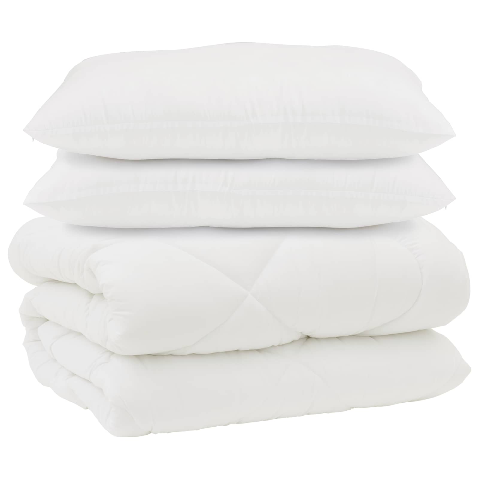 Vidaxl couette avec oreillers 3 pcs microfibre blanche et duvet plume