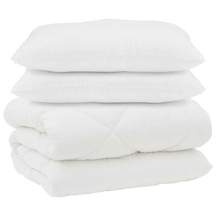 Vidaxl couette avec oreillers 3 pcs microfibre blanche et duvet plume