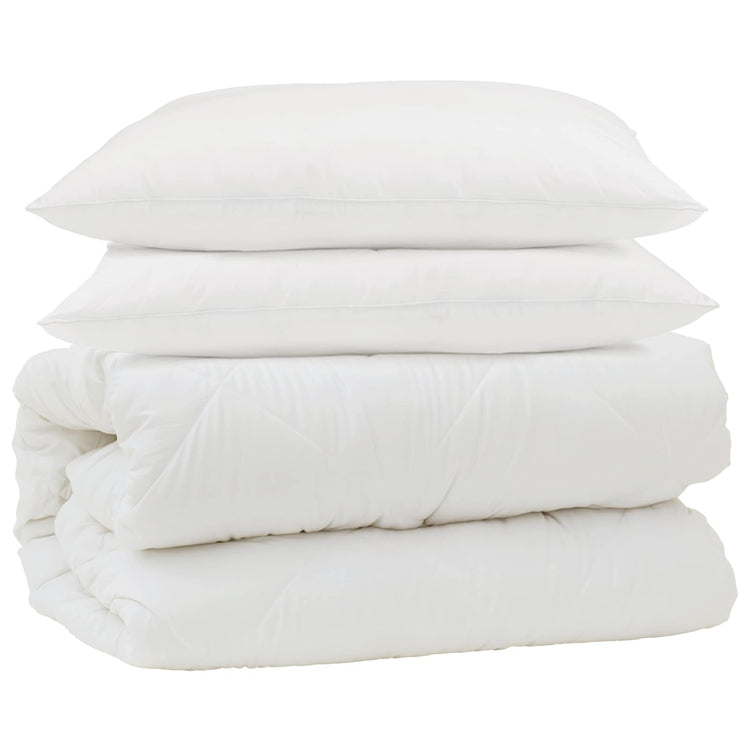 Vidaxl parure de couette avec oreiller 3 pcs blanc microfibre et duvet plume