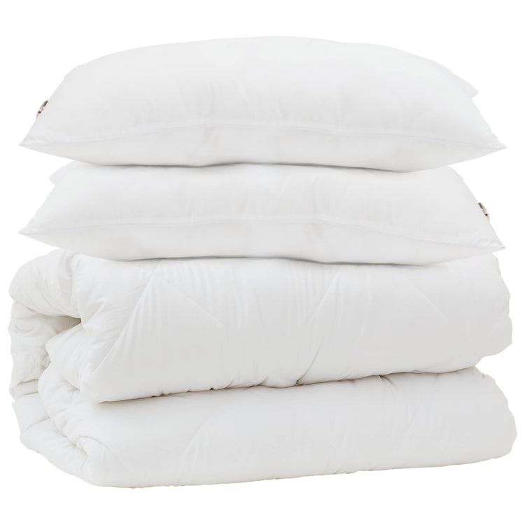 Vidaxl parure de couette avec oreiller 3 pcs blanc microfibre et duvet plume