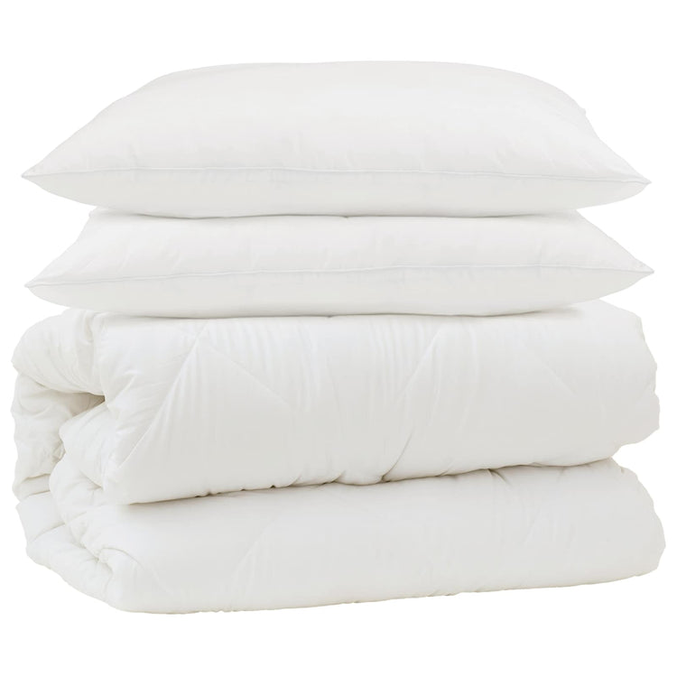 Vidaxl parure de couette avec oreiller 3 pcs blanc microfibre et duvet plume