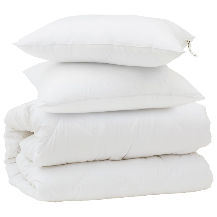 Vidaxl parure de couette avec oreiller 3 pcs blanc microfibre et duvet plume