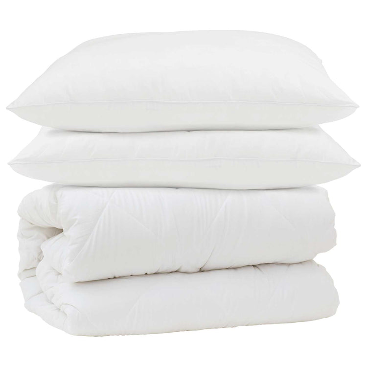 Vidaxl parure de couette avec oreiller 3 pcs blanc microfibre et duvet plume