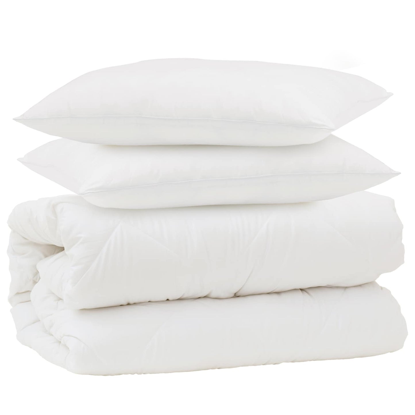 Vidaxl parure de couette avec oreiller 3 pcs blanc microfibre et duvet plume